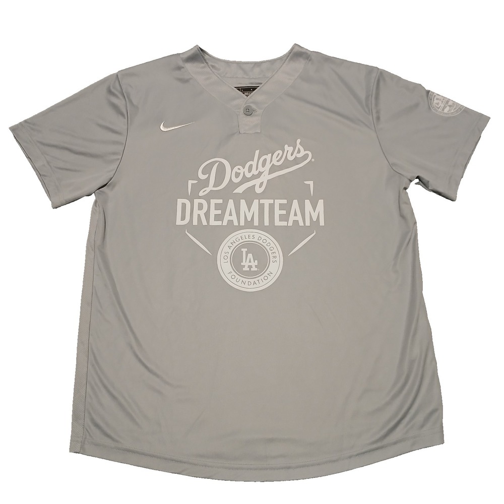 Nike Los Angeles Dodgers Womens Shirt Size L Gray Short Sleeve MLB Dream Team